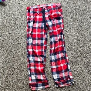 Womens Red, White, and Navy Plaid Pajama Pants - large long